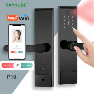 RAYKUBE P10 Tuya Wifi peephole HD Camera Fingerprint Digital Smart Door Lock With Built-in Gateway APP Remote Unlock 8-language