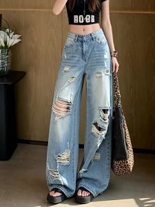 MANMI | Quần Jeans Xẻ Dáng Chuông Phong Cách Đường Phố Mỹ