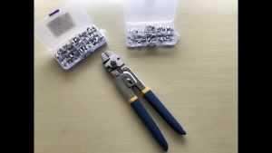 M0.1-2.2 Aluminum Sleeve Crimping Pliers 2-In-1 0-2.2mm Wire Rope Cutters 10-Inch Home Hand Pliers Wire Rope Crimping Tool