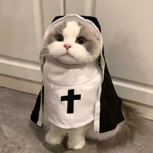 Nun Costume Cat Clothes Small Cat Cosplay Outfit for Medium And Small Dogs Funny Photo Prop Pet Fashion Accessories