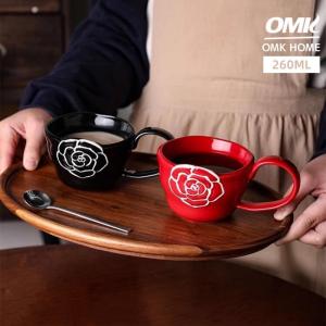 OMK Creative Design Rose Theme Ceramic Mug 260ML Coffee cup