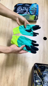 Combo 6 đôi găng tay lao động phủ cao su vàng xanh găng tay làm vườn chống trượt bao tay lao động