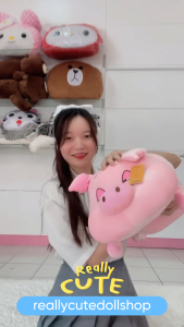 ตุ๊กตาน้องหมูขี้เซา หมอนข้างหมู หมอนกอดหมูสีชมพู ขนนุ่ม น่ารัก ของขวัญ