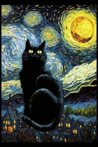 Kayou | Large Size Jigsaw Puzzle 500/1000/1200/2000 Pcs Starry Night Black Cat Jigsaw Puzzles for Adults Stress Relief Toys Gift