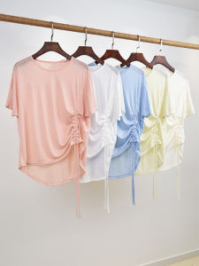 Loose Fit Dance Top for Women Modern Jazz Practice Uniform Drawstring Silk Blend Dancewear Casual Comfortable Training Shirt