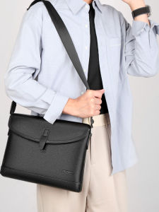 Fashionable High-End Leather Mens Bag Top Layer Cowhide Single Shoulder Crossbody Bag Briefcase Business Mens Backpack
