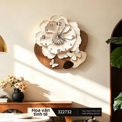 Đồng Hồ Tường Im Lặng Phong Cách Cổ Điển Hoa Văn