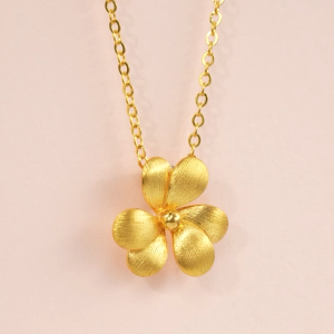 Chow Sang Sang 周生生 999 Pure Gold MINTYGREEN Clover Necklace for Women & Men 47cm 95518N Price-by-Weight 4.49g Gold