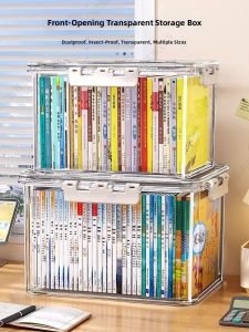 XUNHUAI | Transparent Dust-Proof Moisture-Proof Book Storage Box Large Capacity with Lid