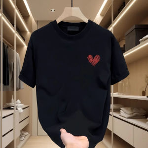 Áo Thun Cotton Tay Ngắn in Hình Trái Tim Dành Cho Nam Mùa Hè Cổ Tròn Thời Trang Thương Hiệu Áo Thun Cotton Nguyên Chất in Hình Trái Tim