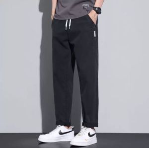 Mens casual pants summer new thin elastic straight large size loose mens pants mens elastic pants