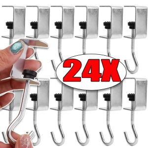 24pcs 360° Rotatable Stainless Steel Table Storage Hooks / Office Desktop Edge Hook / Heavy Duty Table Edge Hooks