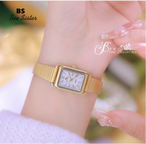 Ykai New Arrival Fashion Womens Watches Stainless Steel Strap Alloy Case Waterproof Quartz Casual Watches Diamonds Rhinestone Luxury Ladies Square Shape Female Elegant Wrist Watches
