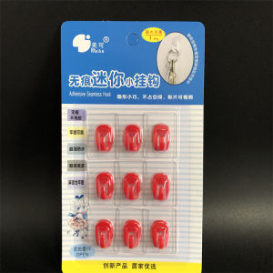 Festive Red Hook Seamless Mini Small Sticky Hook Wedding Accessories Hook Nail-Free Transparent Sticking Hook 9 Pieces