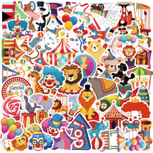 50pcs Carnival Circus Graffiti สติกเกอร์โทรศัพท์กีตาร์แล็ปท็อปโน้ตบุ๊คกระเป๋าเดินทางขวดน้ําสติกเกอร์กันน้ําของขวัญ