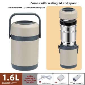 304 stainless steel insulated lunchbox electric heating lunchbox car-mounted heating constant temperature bento box large capaci