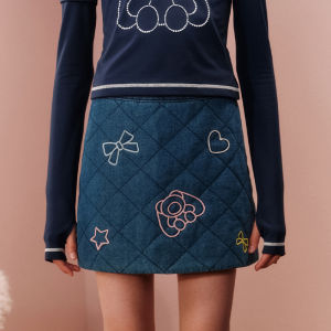 LOVESASAKIDS | Vintage Winter Denim Blue Short Skirt Quilted