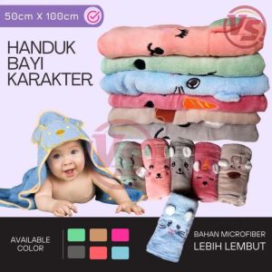 Handuk Bayi Karakter Hewan Halus dan Lembut Size 100x50/Handuk Bayi Motif Wajah Hewan-Aurora Store