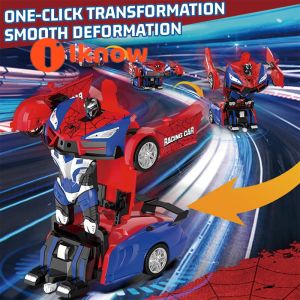I know One-Click Transforming Spider Racing Car Robot - Simulated Police Car with Lights and Sounds for Kids