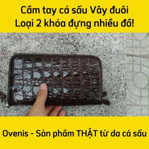 [FREE SHIP] Ví cầm tay da đuôi cá sấu rất đẹp. Ví thiết kế 2 khuôn thuận tiện