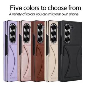szhaiyu | Leather Wallet Cards Solt Phone Case For Samsung Galaxy Z Fold 8 7 6 5 4 Ultra Kickstand Tempered Glass Screen Protector Cover