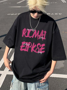 American Style Cotton Short Sleeve T-Shirt Mens Summer New Loose Versatile Five Letter Body Fit Trendy Brand Breathable Youth Popular