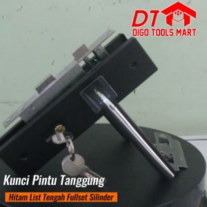Kunci Pintu Besar Hitam List Tengah Handle Full Set Silinder