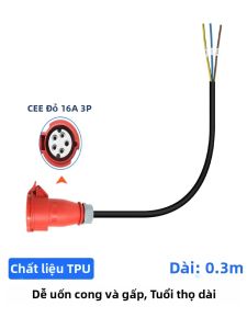 Cáp Sạc EV Di Động 0.3m CEE Red Power Đầu Nối Cái Adapter Ổ Cắm Schuko 16A 3 Pha 11KW Phụ Kiện Cáp Sạc