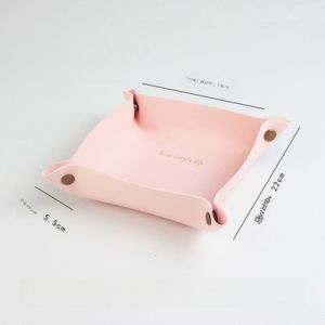 Nordic Style Leather Desktop Organizer Box Pen Holder Living Room Bedroom Cosmetic Jewelry Storage Tray Pure Color Trend Home Storage Solution