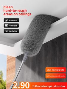 Static Dust Cleaning Feather Duster Extendable Pole for Home Use Ceiling High Places Gap Cleaning Good Thing Microfiber round Head