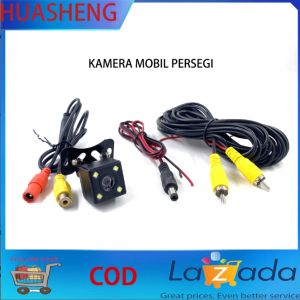 (COD dalam Stok Dikirim Dari Jakarta)12V mobil/24V truk universal luar tergantung dengan CCD cahaya sudut lebar-definisi tinggi video pemindahan belakang  4LED mobil kuadrat kamera mobil kembalikan kamera