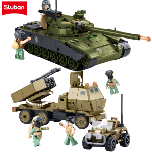 Sluban 557PCS Hunting and Annihilating Raid Tank Building Blocks Military Anti-aircraft Rocket Educational Toys for Children