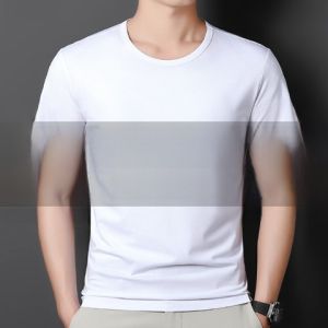 Slim Fit Mens T-Shirt Ice Silk Short Sleeve V-Neck Summer Fashion Urban Style Youth Clothing Half Sleeve Top Quality Chinese Production