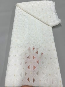New Arrival  African Brocade Fabric Jacquard Organza Lace 2025 Nigerian Damask Gradient Lace French Net Material Brocard Tissu