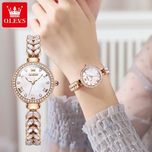 OLEVS Mermaid Full Diamond Watch For Women Waterproof Original 2025 New Sale Elegant Temperament INS Style Quartz Movement Luminous