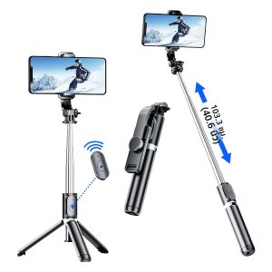 Q02 ขาตั้งกล้องแบบพับได้ Selfie Stick ไร้สาย Bluetooth Live Stand Holder Stabilizer สําหรับ Huawei Xiaomi iPhone โทรศัพท์มือถือ