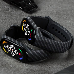 Silicone Strap for Xiaomi 7 6 5 4 3 Strap Band Carbon Fiber Sport Strap for Mi Band 7 Strap Mi Band 6 Strap Mi Band 5 Strap Mi Band 4 Strap Mi Band 3 Strap Women Men Soft Silicone Waterproof Xiaomi Wristband for Mi Band 3 4 5 6 7