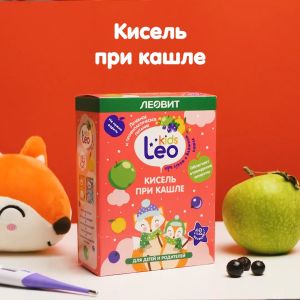 Кисель детский при кашле Leokids Леовит с 12 месяцев натуральный быстрого приготовления растворимый в пакетиках 5 шт по 12 г / Kisel Herbal drink / Russian Plaza