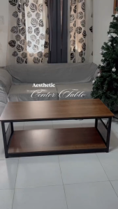 Tea Table Coffee Table Center Table Modern Simplicity Walnut Colored Living Room Sofa Table /Iron Bracket/2 Layer Storag