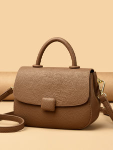 Fashionable Small Square Leather Shoulder Bag Womens 2025 New Style Versatile Lady Crossbody Bag High-End Sensation Single Shoulder Bag
