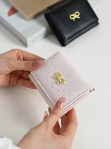 SeaGloca New Fashion Bow Exquisite Soild Tri-fold Short Wallet For Woman