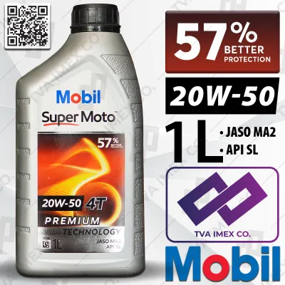 Phiên bản 57% - Dầu nhớt Mobil Super Moto 20w50 - Nắp đen - API SL - 800mL - 1L cho xe máy - Mobil 20W50