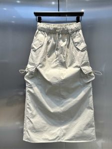 Váy Chữ a Cạp Cao Mùa Hè Cho Nữ Váy Công Sở Mỏng Cao Cấp Có Dây Rút Kiểu Dáng Chữ A Màu Trơn Chất Liệu Polyester