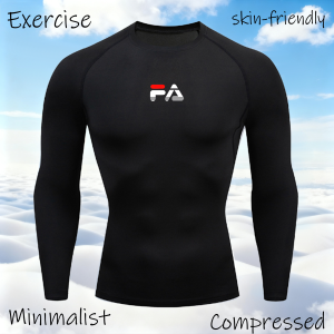 New Letter print compression T-shirt mens sportswear running elastic quick-drying sports top T-shirt sports gym mens exercise