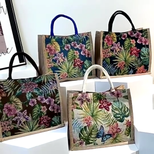 SKM Women’s Flower Pattern Cotton Linen Tote Mummy Bag BG903 Beg Perempuan