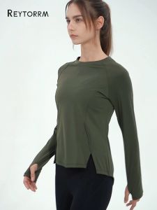 Reytorrm Baju Atau Atasan Olahraga Wanita Lengan Panjang Kaos Long Sleeve T-Shirt Yoga oversize（CX002）