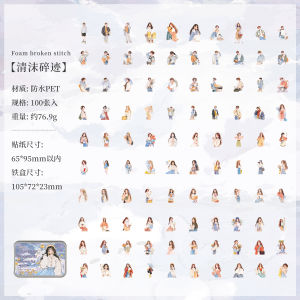 Decorative Iron Box Stickers Pet Material 100 Pieces per Set Character Theme Scrapbooking Supplies Paper Crafts