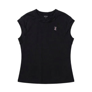 Juicy Couture | Cotton Black Embroidered Sleeveless T-shirt