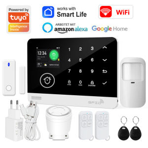 WiFi GSM Home Security Alarm System Work With Tuya Smart Life APP Touch Keyboard RFID Wireless Door Motion Water Sensor Alarm