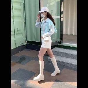 SFB2933⭐️พร้อมส่ง⭐️เสื้อเชิ้ตอัดพลีทผ้าคอตตอนลินินคอปกแขนยาวผู้หญิง เสื้อแฟชั่นเกาหลีสีทึบเรียบง่ายลำลอง oversize ทรงหลวม ใส่สบาย